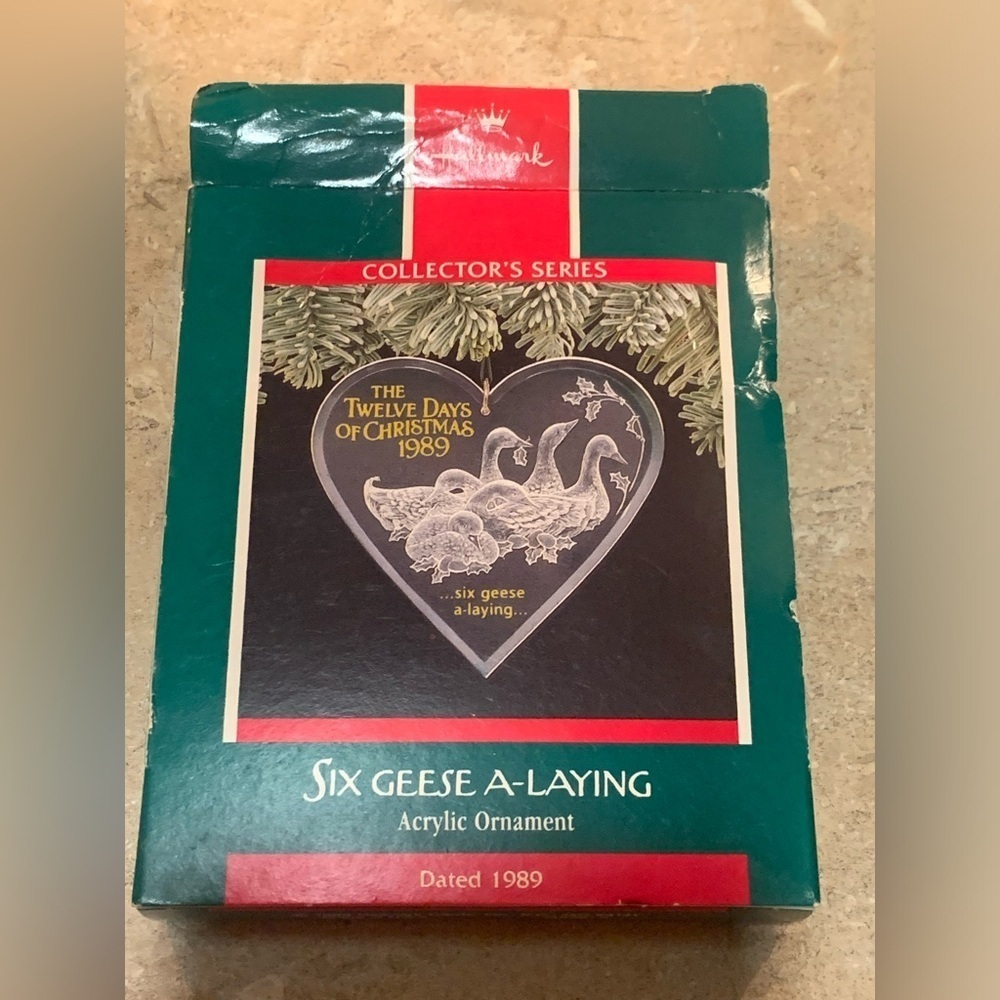 Hallmark Collector’s Series 6 Geese A-Laying Acrylic Ornament Vintage Christmas